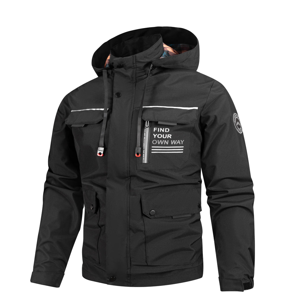 Lightweight Men's Jacket With Hood For Outdoor, Travel, Hiking, Windbreaker, Versatile, Stylish Design