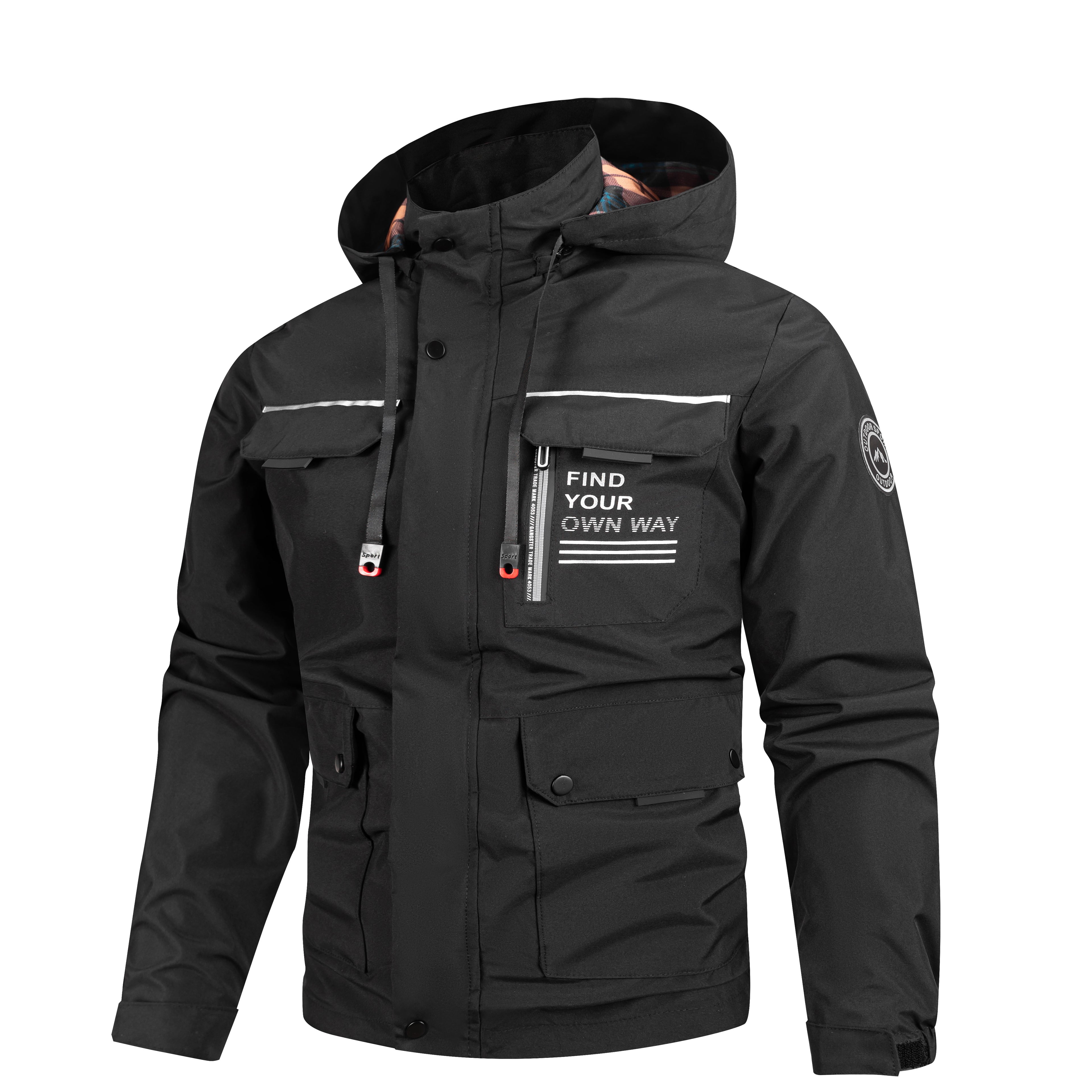 Lightweight Men's Jacket With Hood For Outdoor, Travel, Hiking, Windbreaker, Versatile, Stylish Design