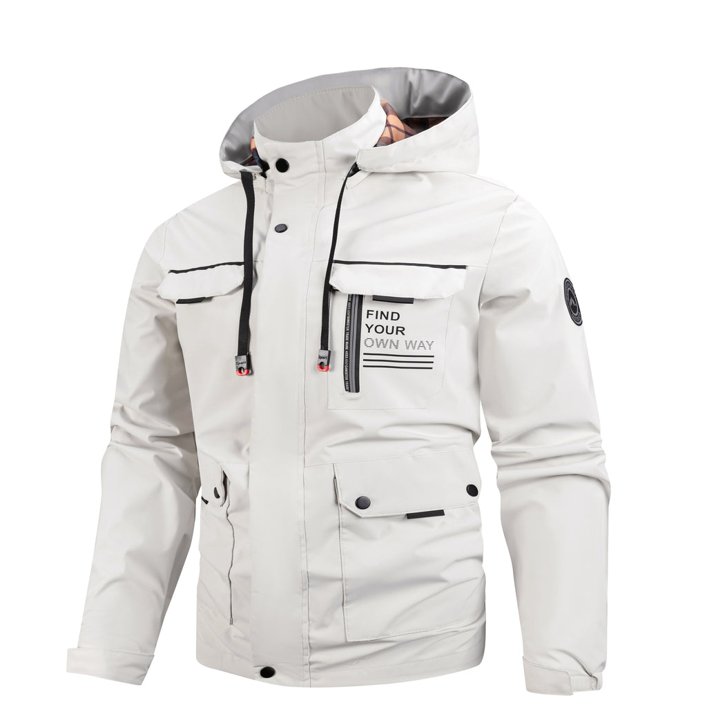 Lightweight Men's Jacket With Hood For Outdoor, Travel, Hiking, Windbreaker, Versatile, Stylish Design