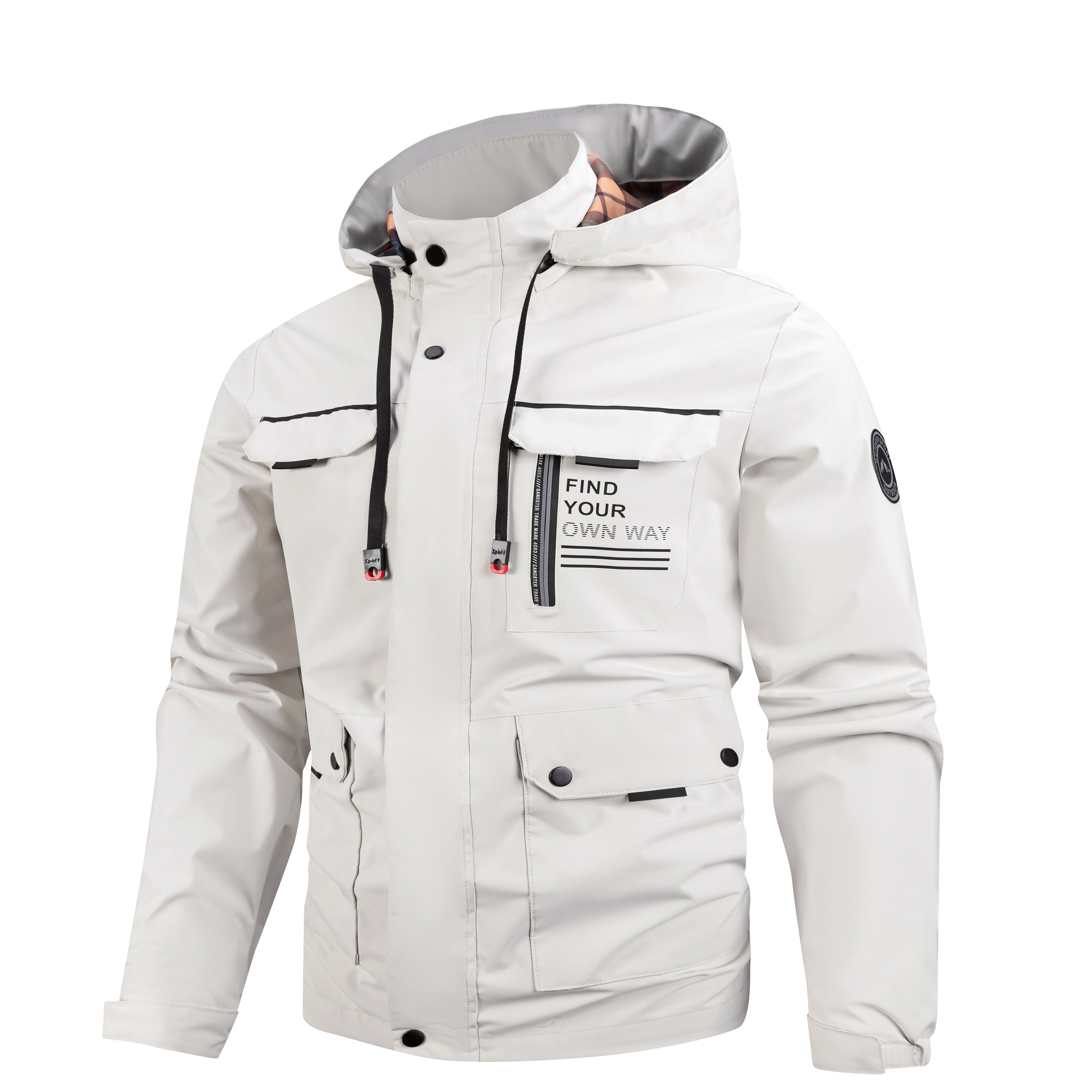 Lightweight Men's Jacket With Hood For Outdoor, Travel, Hiking, Windbreaker, Versatile, Stylish Design