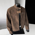 Vintage PU Leather Stand-Up Collar Biker Jacket