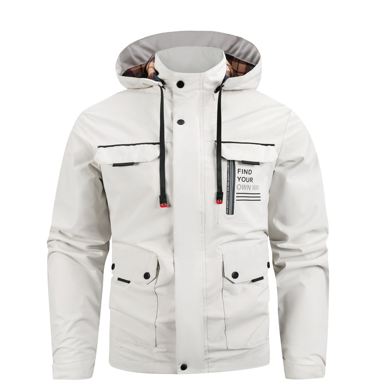 Lightweight Men's Jacket With Hood For Outdoor, Travel, Hiking, Windbreaker, Versatile, Stylish Design