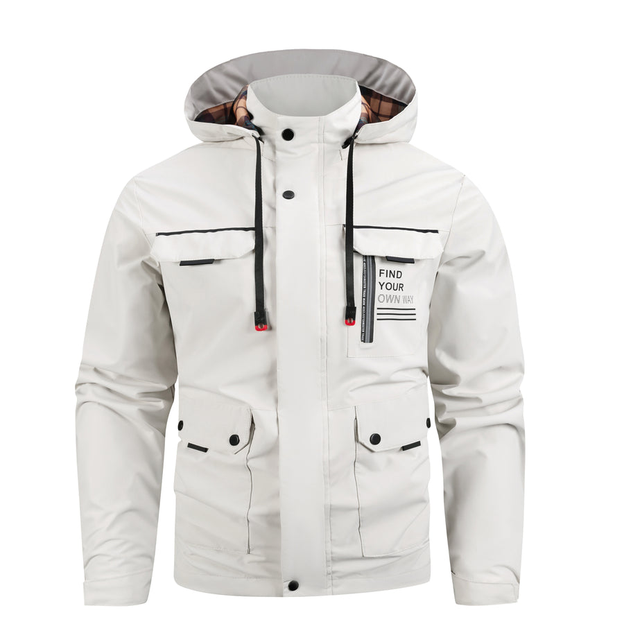 Lightweight Men's Jacket With Hood For Outdoor, Travel, Hiking, Windbreaker, Versatile, Stylish Design