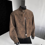 Vintage PU Leather Stand-Up Collar Biker Jacket