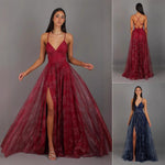 Elegant Womens V-neck Sleeveless Strapless Dress With A Flared Hem High Waist Split Women Long Dresses Party Dress